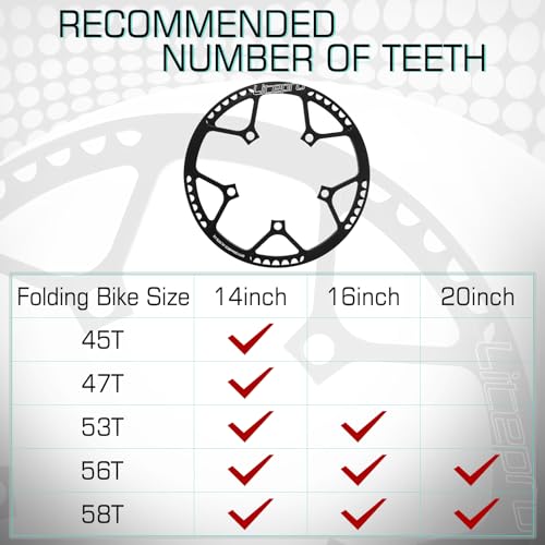 BUCKLOS Folding Bike Crankset 170mm 53T Chainring - Single Speed Aluminum Alloy