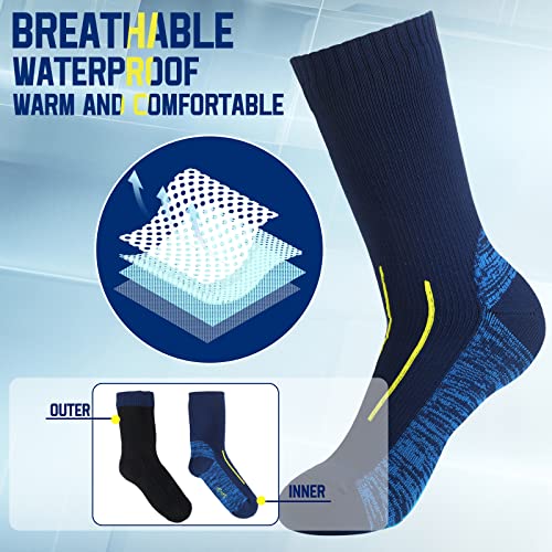 Janmercy Waterproof Hiking Socks - Unisex Large Dark Color 3 Pairs