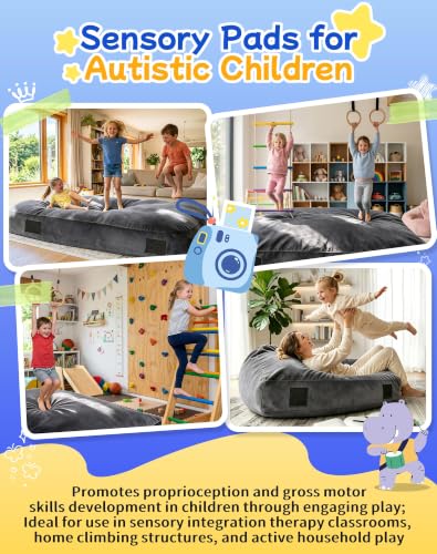 Kids Sensory Crash Pads 3 x 3 ft Grey - Safe Cushioned Play & Therapy Mat