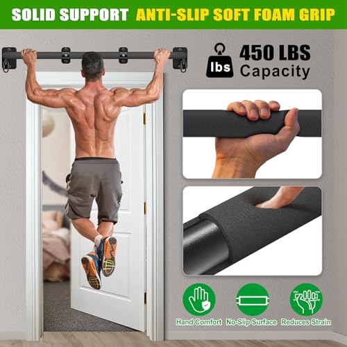 Wall Mount Pull Up Bar 36 Inch Heavy Duty Steel Doorway & Joist Mount with Foam Grip - Variation A: 36" x 1.6" Diameter
