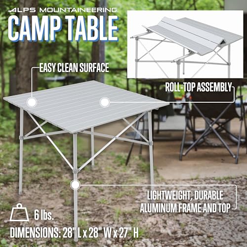 ALPS Mountaineering Silver Aluminum Roll-Top Camp Table - Fast Setup, Compact Storage