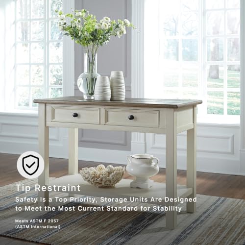Whitewash Farmhouse Sofa Console Table with Storage - Signature Design by Ashley