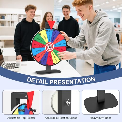 12 Inch Heavy Duty Prize Wheel with 14 Slots for Party and Classroom Games