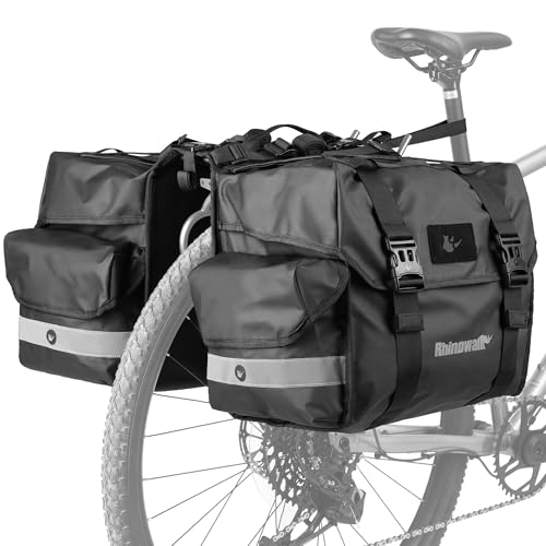 50L Waterproof Bicycle Pannier Bag for Rear Rack Cycling Storage with Rain Cover