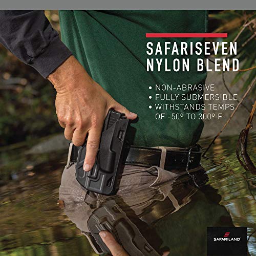 Safariland 7378 7TS ALS Paddle & Belt Loop Holster for Glock 17/22 - Plain Black, Right Hand, SafariSeven Nylon