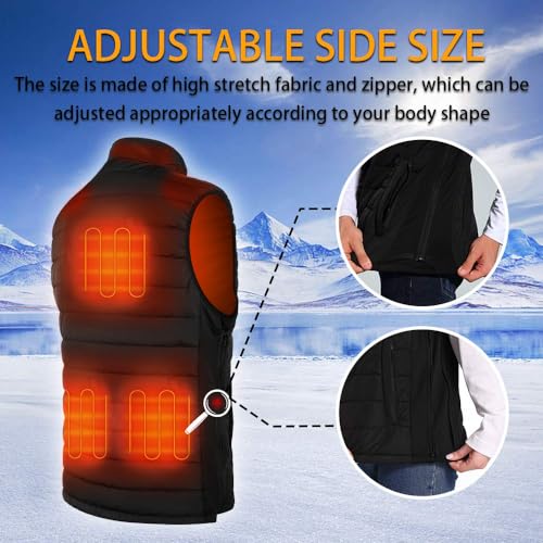 Large Heated Vest for Men Women - Lightweight Electric Jacket with 9 Heating Zones
