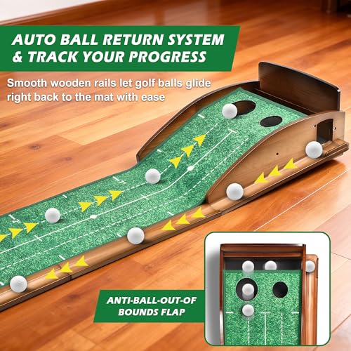 Extra Large Indoor Golf Putting Green Mat with Ball Return - Practice & Improve Accuracy