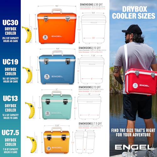 ENGEL 13Qt Leak-Proof Hard Shell Cooler Black - Insulated Dry Box for Camping & Travel