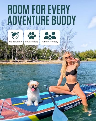 ZLX 11'6x35in Inflatable Paddle Board - Black Wood Wide Stable SUP for Adults