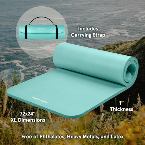 Extra Thick Yoga Mat 1 Inch Non-Slip Exercise Mat with Carry Strap