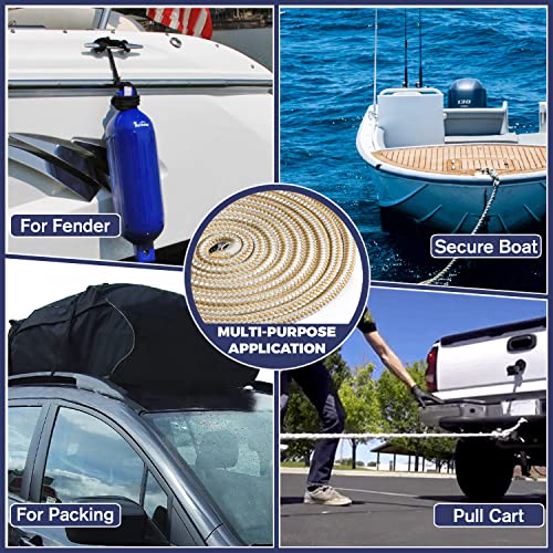 Double Braided Nylon Dock Line - Marine Rope for Boat Mooring & Anchoring