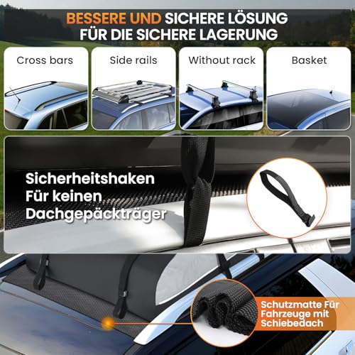 Sailnovo Classic Gray-Black Car Roof Bag 20Cu Ft Universal Fit for Most Vehicles
