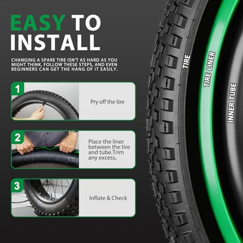Hycline Fat Tire Liners, 110mm TPU Inserts for 20/24/26 x 4.5-5.0", 2