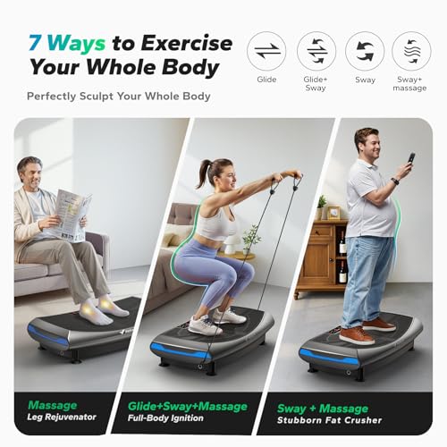 MERACH 4D Vibration Plate Exercise Machine Grey - 450lbs Capacity, 120 Speeds