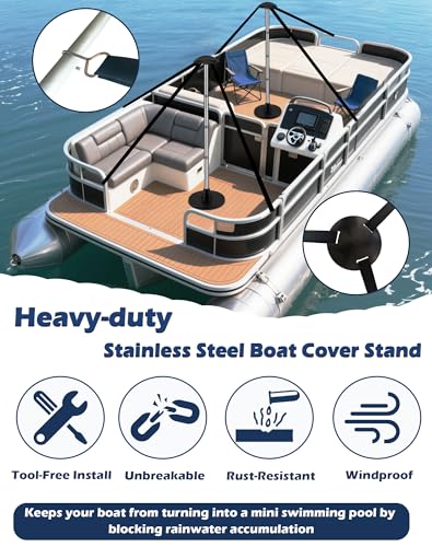 Adjustable 3-Piece Pontoon Boat Cover Support Poles System - Heavy-Duty Stainless Steel, 15-54 Inch
