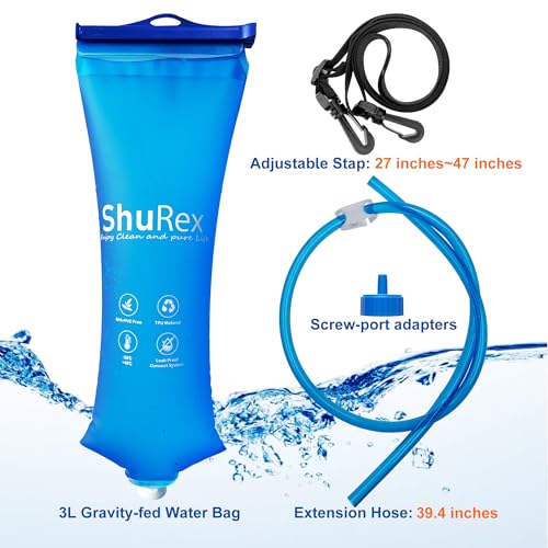 3L Gravity-Fed Water Bag for Outdoor Water Filtration System - Compatible with Sawyer