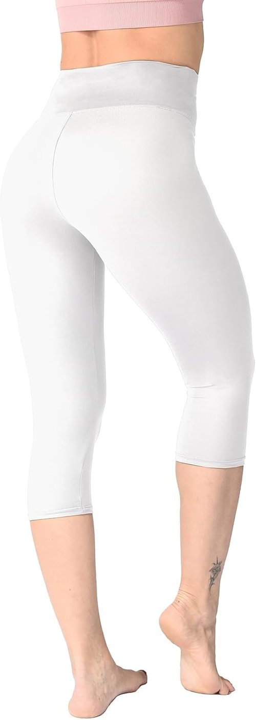 Ipletix Capri Leggings - High Waist Women's Yoga Pants for Comfort & Style | Soft White