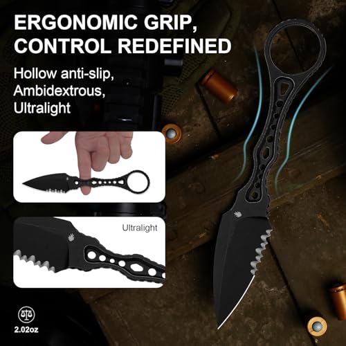 Black Fixed Blade Knife with 2.56-inch 440C Blade & Sheath - Stealth Accessory
