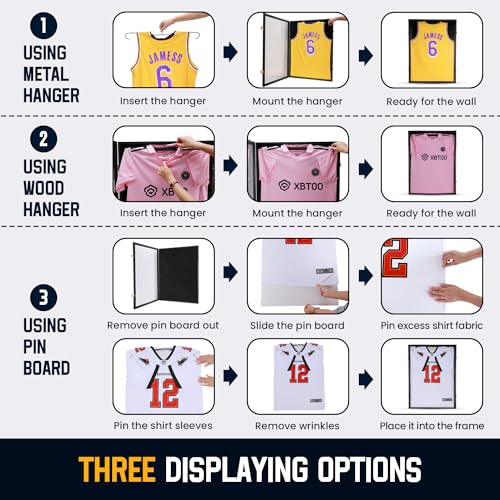 BAIJIALI Jersey Wooden Frame Display Case - Shadow Box with UV Acrylic & Hanger, Large 31.25"x23.25" - Variation 1