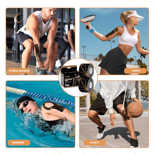 Copper Infused Kinesiology Tape - 40 Precut Water Resistant Strips for Muscle & Joint Support
