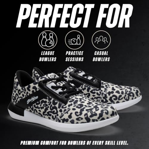 KR Strikeforce Lux Womens Leopard Bowling Shoes with #8 Slide Pads - Left/Right Hand