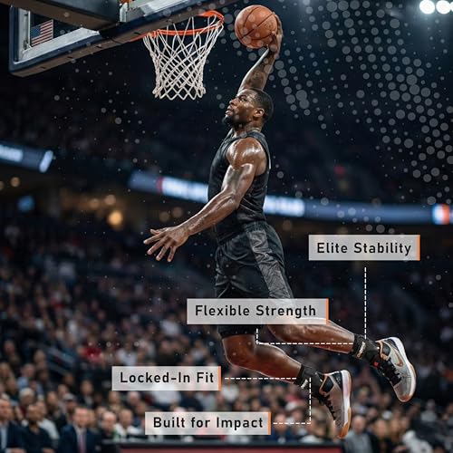 Large Adjustable Basketball Ankle Brace with Rigid Stabilizers - Men Women