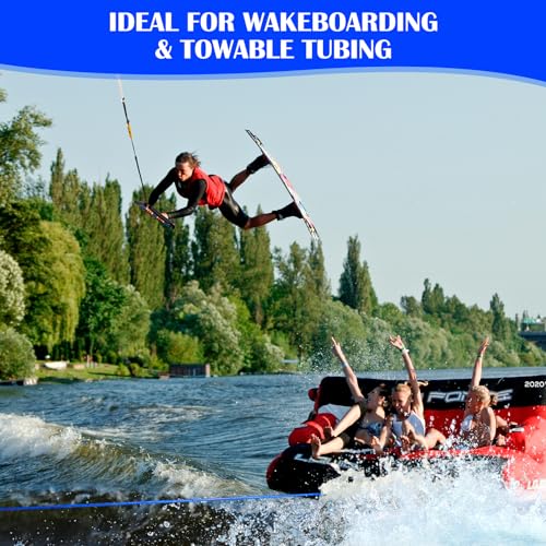Blue 75FT No Stretch Dyneema Wakeboard Rope & Handle Set