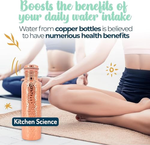 Hammered Copper Water Bottle 34oz - Leak-Proof, Ayurvedic Drinking Bottle