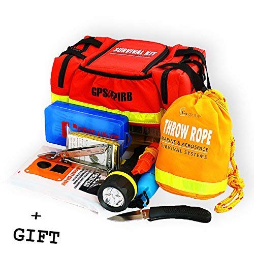 Goglobe Boat Safety Kit with Throw Rope, First Aid, Signal Mirror & More