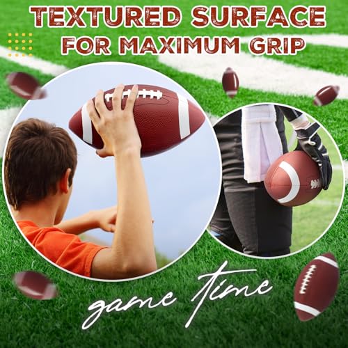 Official Size 9 Youth Football Set with Pump - 12 Bulk Footballs for Kids and Teens