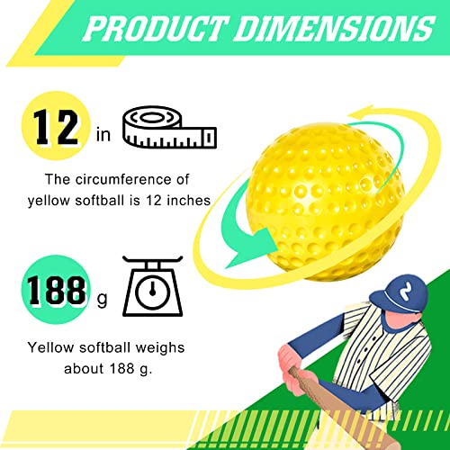 Deekin 24 Softballs for Pitching Machines, 12 Inch Yellow Dimpled Practice Balls