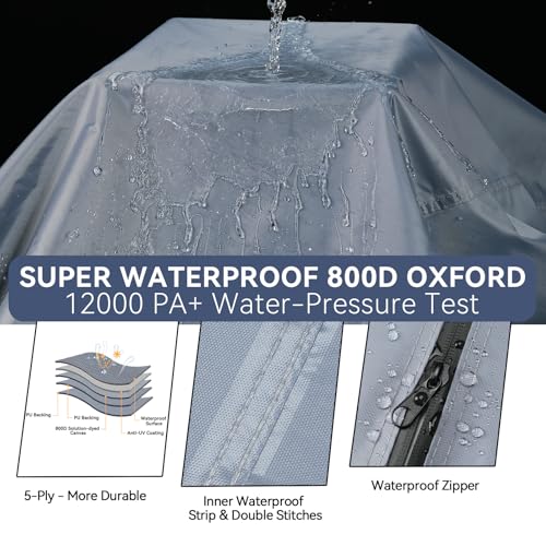 800D Waterproof Golf Cart Cover 4 Passenger Gray, 112x48x68 Inches