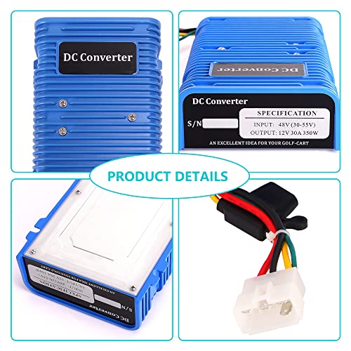 Golf Cart Voltage Reducer 36-48V 30A 360W Step-Down DC Converter Waterproof