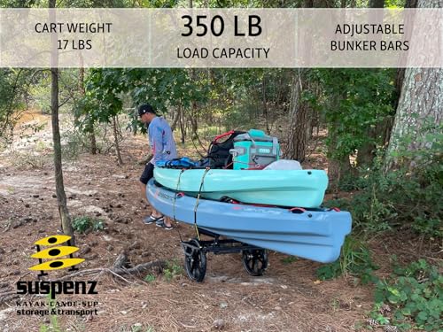 Suspenz All-Terrain Kayak Cart Dolly with No-Flat Wheels, 350 lb Capacity