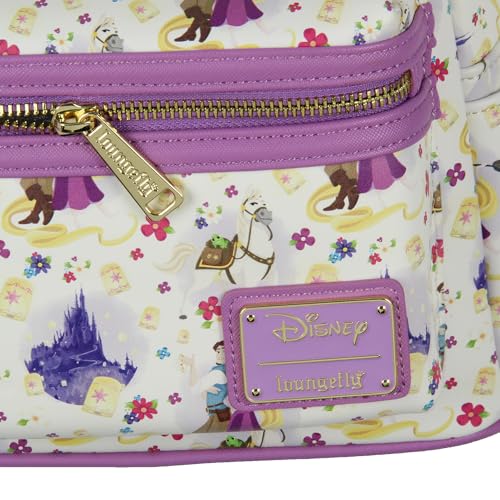 Disney Tangled Mini Backpack - Rapunzel Flynn Maximus All-Over Print, 11-inch Faux Leather