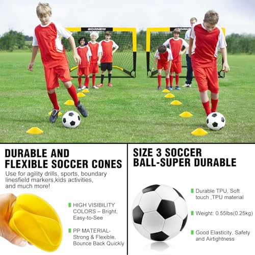 Black Yellow 6' x 4' Kid Soccer Goal and Ball Targets Set with Accessories