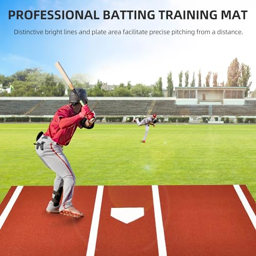 Shopsource Red Baseball Batting Mat 12ft x 6ft Softball Hitting Turf