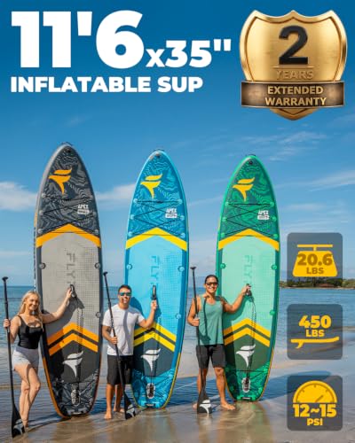 Flyroc 11'6x35'' Extra Wide Inflatable Stand Up Paddle Board for All Skill Levels - Drift Gray / XL