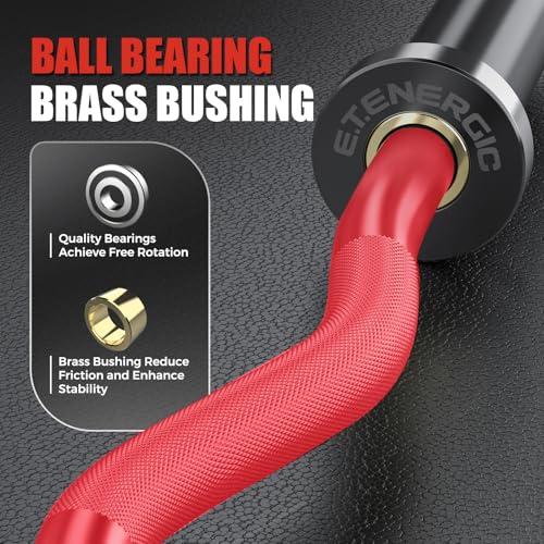 47-Inch Solid Steel Olympic Curl Bar - 700LB Capacity, Red & Black