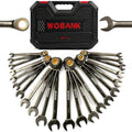 WOBANK 22-Piece Ratcheting Wrench Set - Metric & SAE, Regular Edition, 8-19mm & 1/4-3/4"