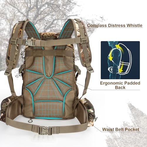 Men's Camo Hunting Backpack with Rifle & Bow Carry - Stealth Reed Camouflage