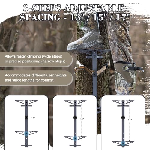 Kalkal 20" Aluminum Tree Stand Climbing Sticks for Saddle Hunting - Grey, 4 Pack