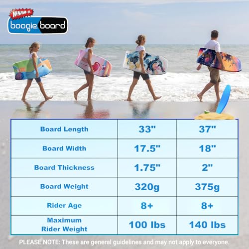 Wham-O 37" Beach Wave Bodyboard 2-Pack for Kids & Teens with Wrist Leash