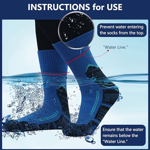 RANDY SUN Waterproof Ankle Socks - Unisex Cycling, Hunting, Fishing, Running 2 Pairs Sky & Black Ultra-Thin No Show Socks