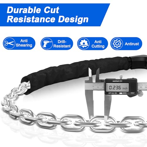 NDakter Heavy Duty Bike Chain Lock with Keys & 4.28 Ft Black Chain