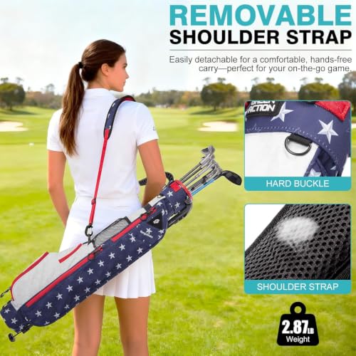 Lightweight Golf Stand Bag with Strap for 5-6 Clubs | Easy Carry Par 3 & Driving Range