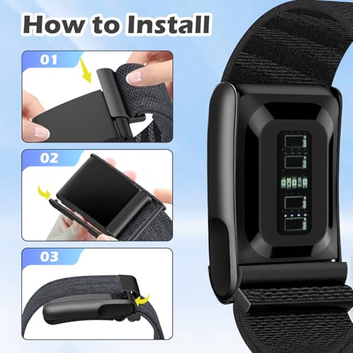 Black Nylon Replacement Strap for Whoop 5.0/4.0 Fitness Tracker - Adjustable Breathable Band