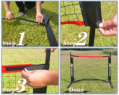 Hoverphenix Multi Size Pickleball Net Set with Paddles - 4FT & 10FT Adjustable Dink Rebounder