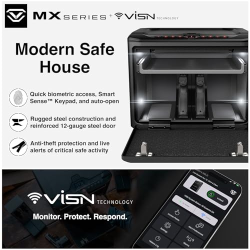 High Capacity Biometric Handgun Safe with WiFi & Auto-Open Door – Secure Smart Safe for Multiple Pistols