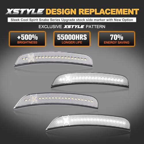 Gempro Xstyle LED Side Marker Lights for Chrysler 300 White Clear - Front & Rear Bumper Signal Lamps